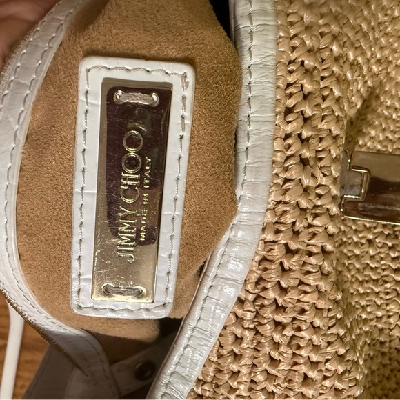 Jimmy Choo Beige and White Raffia Shoulder Bag - Picture 12 of 16